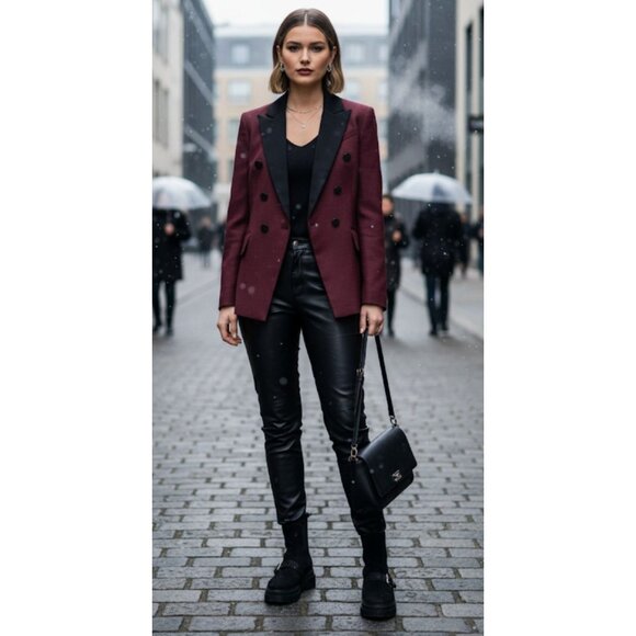 NWT Walter Baker Long Sleeve Equestrian Phelps Jacket Red Preppy Goth  S - Picture 14 of 16